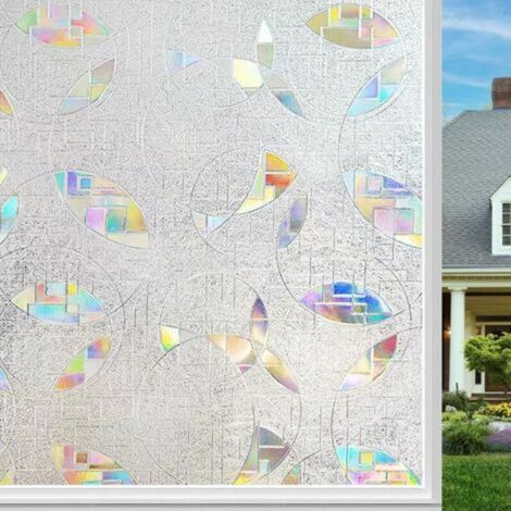 (45x200cm) Static Cling Window Film, Rainbow Privacy Window Film, Tulip Pattern Frosted Glass Film, Anti-UV Anti-Glare Film for Home Office Bathroom (1/5)