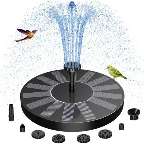 Fontaine Solaire Extérieur Flottante Pompe Bassin Solaire avec 6 Buses pour Bain d'oiseaux Aquarium Jardin Fontaine
