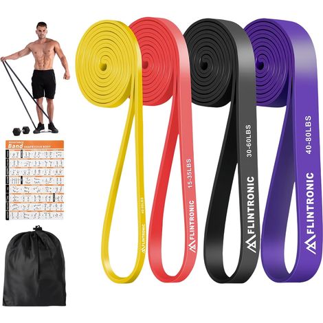 Bande Elastique Musculation, 3/4 Niveaux Différents Bande de Resistance Traction, Bandes de Fitness Latex Élastique, pour tractions, Crossfit, Dips, Pilates, Yoga, Homme (1/5)