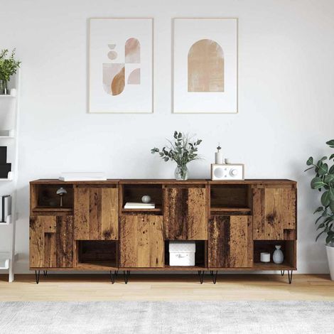 Buffets 3 pcs-Lot de 3 Meuble de rangement Bois ancien 180 x 35 x 70 cm Bois d'ingénierie 229260 (1/5)