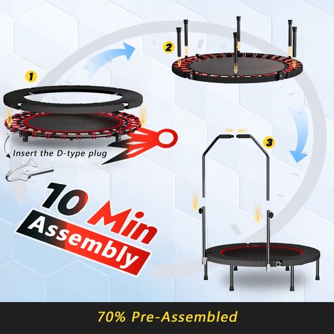 Trampolin pliable 101 cm avec poignée – Élastiques premium – Noir, idéal enfant, stable et sûr (1/5)