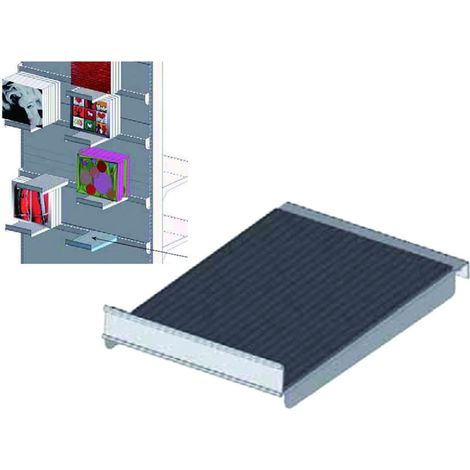 Pianetto in lamiera con tappetino in gomma verniciato grigio ral 7035 - mm.200 l.x300 p.