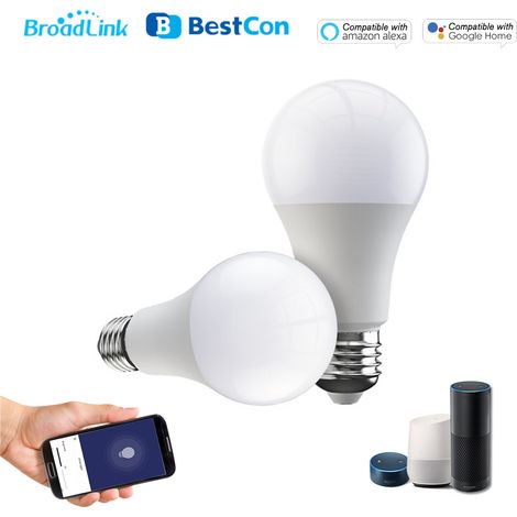 BroadLink BestCon LB1 Ampoule LED Connectée WiFi E27 Dimmable Lampe Commande à Distance APP BroadLink Compatible Alexa Home Vocale, Lot de 2 (1/2)