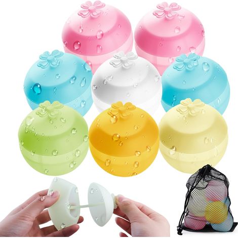 SIENON Reusable Silicone Water Balloons Pack of 8  Self Locking Water Bombs Quick Fill Water Toys Outdoor Kids Pool Beach Summer Party (1/4)