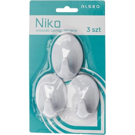 Perchas autoadhesivas, 3 unidades, plástico blanco