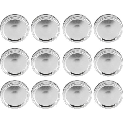 12 Stück Edelstahl-Schlitzdeckel für Glasbehälter, runde, auslaufsichere Verschlusskappen, Küchenbedarf (XH00180 Silber) (1/5)