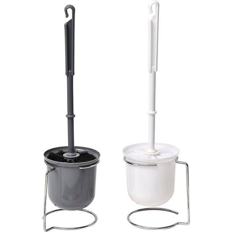 Pp wc bürste metalhalter verchromt 2 farben sortiert - weiss grau - Tendance