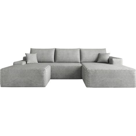 ELVMI Modularsofa mit L Form Chaiselongue, Tiefer Sitzfläche, Auspacken ohne Werkzeug, Cordstoff Grau (1/5)