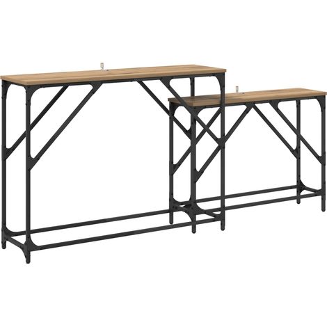 Maison Exclusive - Tavolo consolle 2 pcs Rovere artigianale 100 x 28 x 75 cm