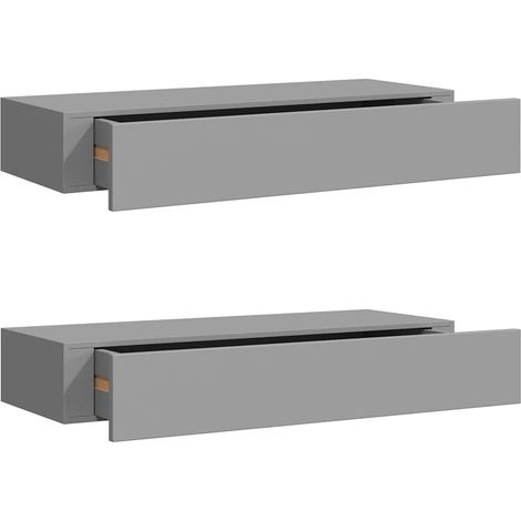 Maison Exclusive - Wandregale mit Schubladen 2 Stk. Grau 60x23,5x (1/5)