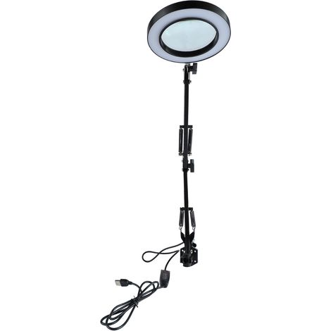 10-fache Vergrößerungslupe mit Licht, flexible LED-Lupe, 10 Helligkeitsstufen und 3 Farbtemperaturstufen, Schreibtischlampe aus Metall zum Lesen, Kosmetikstudio
