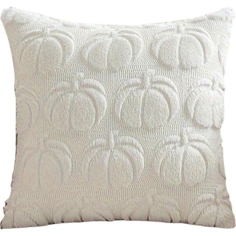 Taie d'oreiller citrouille de luxe haut de gamme « Lumière d'automne » blanche (1/5)