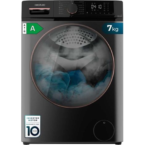 Cecotec – Lave-linge 7 kg – Classe A – Moteur Inverter – 1400 tours/minute – Fonction vapeur – 15 programmes – Smart Wash – Drum Clean (1/5)