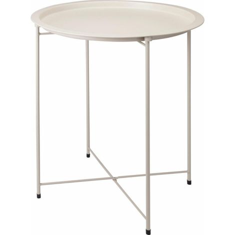 Mesita auxiliar de metal color beige, 47 x 50 cm.