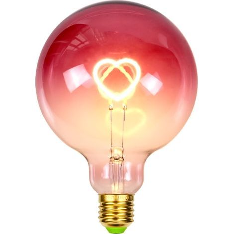 Ampoule LED grand globe Edison G125 rose avec fil de fer en forme de cœur (1/3)