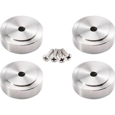 Lot de 4 pieds de support pour haut-parleurs, en acier inoxydable, avec patins isolants. (1/5)