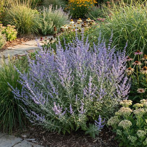 Bloomique - Lot de 2 - Perovskia atriplicifolia Prime Time - Sauge de Russie - Plantes jardin - Rustiques - Hauteur 30-50 cm - Pot 19 cm