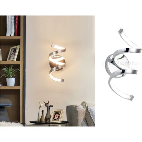 Applique da parete spirale ed 15W design moderno argento lampada muro camera luce naturale bianco Bianco freddo (1/2)
