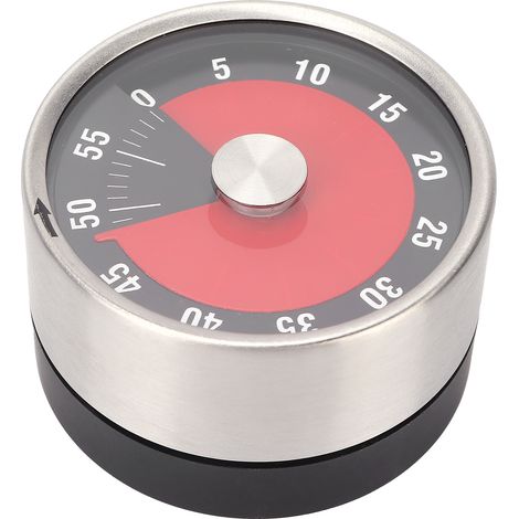Minuteur de cuisine mécanique - Horloge ronde - Gestionnaire de temps pour étudiants - Noir (1/5)