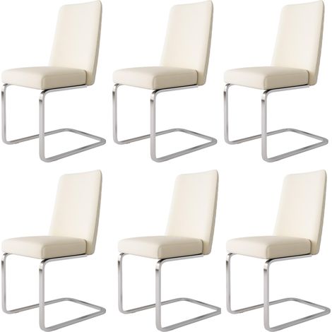 Juego de 6 sillones de terciopelo, tapizados en beige, con respaldo en forma de rombo y soporte de metal plateado, ideal para salón, dormitorio, estudio u oficina. (1/5)