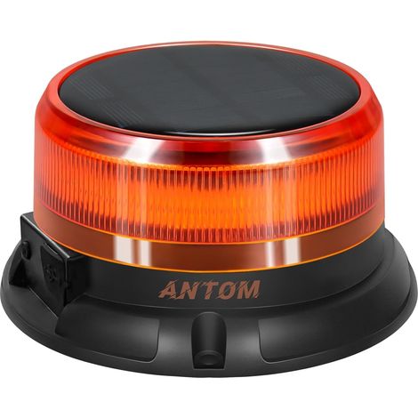 LED-Warnleuchte mit Solarbatterie, 9 Blinkmodi, 12 V/24 V, magnetische orangefarbene Warnleuchte mit Kabel und USB-Kabel für PKW, LKW, Traktor, Golfwagen, Einsatzfahrzeuge
