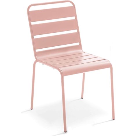 Chaise de jardin en métal rose poudré - Palavas
