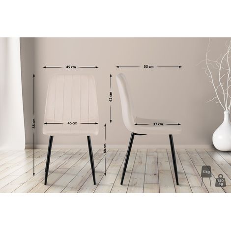 Ensemble de 4 chaises de crème Dijon, velours (1/5)