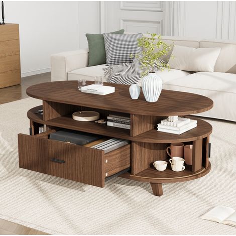 Sideboard 100/50/40 cm in Walnussoptik mit Schublade und Rolltüren (1/5)