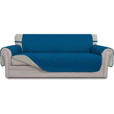 Housse de canapé réversible résistante à l'eau avec bâtons de Mousse et Sangles élastiques - Protection des Meubles - pour Animaux de Compagnie, Enfants, Chiens, Chats (canapé, Bleu (1/5)
