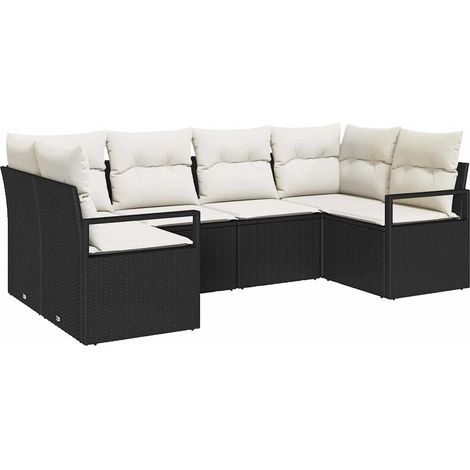 Maison Exclusive - Sofa Set mit Kissen 6 pcs Schwarz Poly Rattan