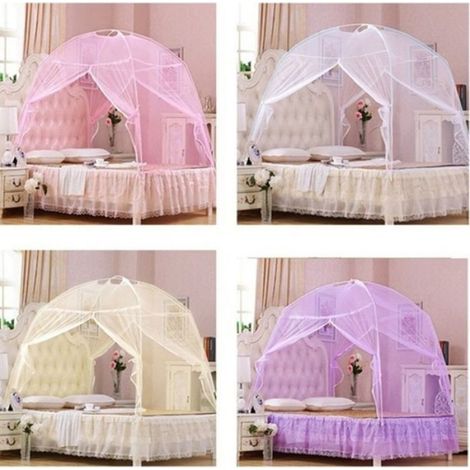 Moustiquaire lit & jardin dôme pop up - Fermeture zippée Pop up automatique - Lit et camping - Violet 100x200cm (1/4)
