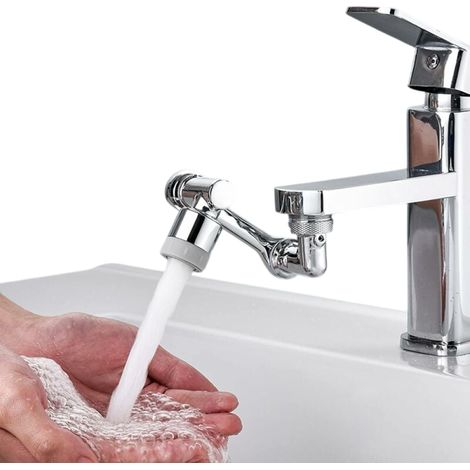 Rallonge de robinet universelle rotative à 1080°, bras robotisé rotatif grand angle, robinet universel avec filtre anti-éclaboussures, robinet à 2 modes de débit d'eau (double mode) (1/5)