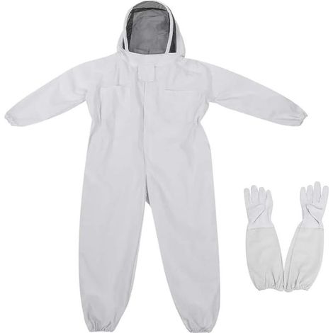 Combinaison d'apiculteur pour enfants, combinaison intégrale avec voile et capuche, vêtements de protection pour enfants, tenue d'apiculteur (blanc, taille moyenne) (1/5)