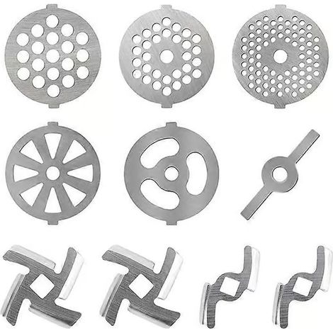 10-piece meat grinder tool set, including meat grinder blade, sausage tongs, and piercing disc.Exceptional Quality (1/5)