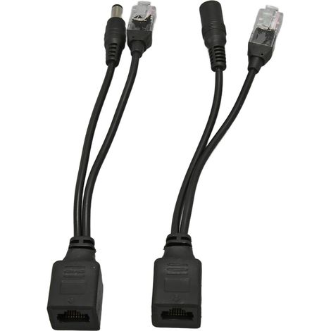 Adaptateur répartiteur PoE 12 V stable, facile à installer, Plug and Play, étanche, connecteurs mâle et femelle pour caméra IP, noir (1/5)