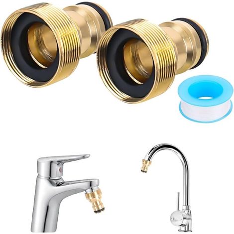 Set mit 2 universellen Wasserhahnanschlüssen für Mischbatterien - Schlauchadapter - Schnellkupplung - Gartenschlauchanschluss (Außengewinde, goldfarben)