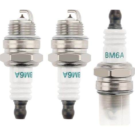 3 Pièces Bougies d'allumage BM6A, Tondeuse Bougie d'Allumage, Bougie d'allumage Borne Solide Remplacer BM6A / L7T, pour Tondeuse à Gazon Moteurs (1/4)