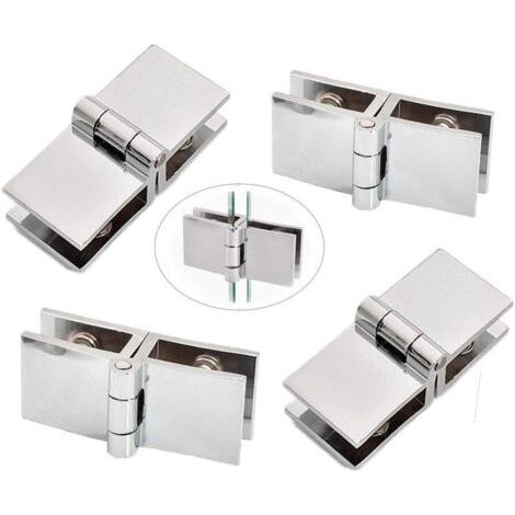 4 pièces Clip de porte verre charnière, Charnière de porte en verre en acier inoxydable, Charnière pliante en verre, Charnière De Serrage De Porte, C