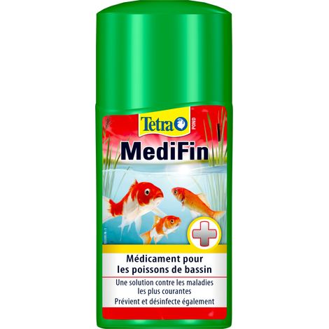 MediFin 500 ml traitement à large spectre pour poissons de bassin – Efficace contre parasites et infections – Désinfecte l'eau – Tetra