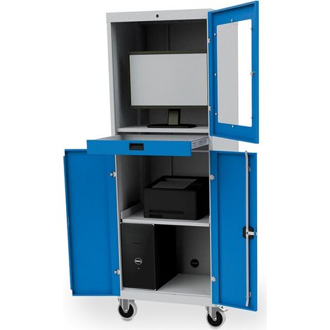 Mobil-Zusatz für Computerwagen, 2x Bockrolle, 2x Lenkrolle mit Feststeller Maße in mm (BxTxH): 680 x 600 x 160
