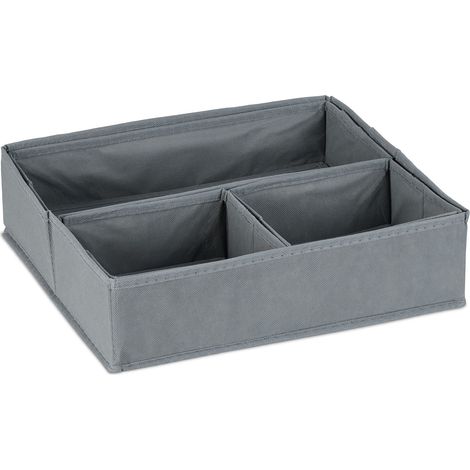 Organizer per cassetti impilabile a 4 scomparti portaoggetti da scrivania 30 x 20 x 10 cm in tessuto non tessuto grigio 130015420