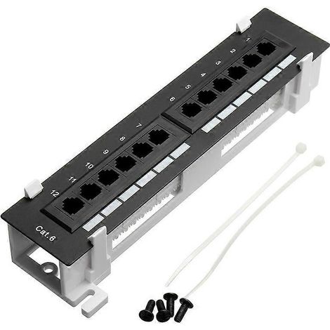 Kit d'outils réseau, panneau de brassage CAT6 12 ports RJ45 avec support mural -- (1/5)