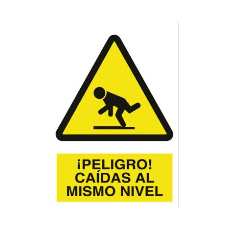 Señal de advertencia ¡Peligro caída al mismo nivel Poliestireno 210X148 mm (1/2)