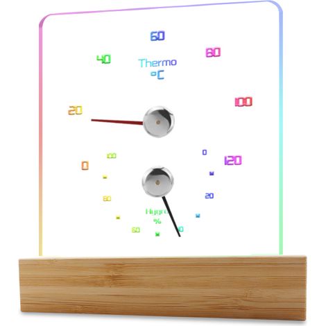 Thermomètre hygromètre de sauna avec lumière RVB