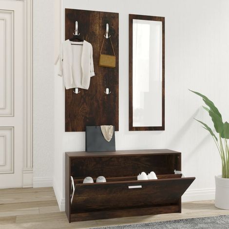 Ensemble d'armoires à chaussures 3-en-1 -Meuble à chaussures-Étagère de rangement Chêne fumé 446370 (1/5)