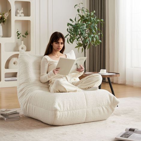 Canapé moelleux chenille, fauteuil de sol sans accoudoirs, chaise décorative pour cheminée, sofa bas confortable pour salon, chambre, salle de jeux et bureau (1/5)