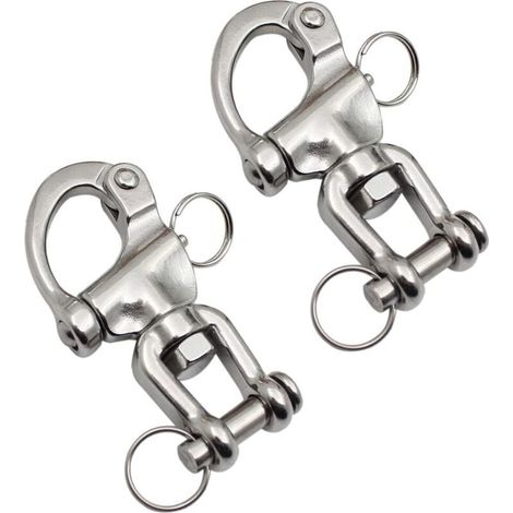 2 Pièces Mousqueton Pivotant en Acier Inoxydable. Crochet de Manille à Dégagement Rapide pour Voile et Plongée