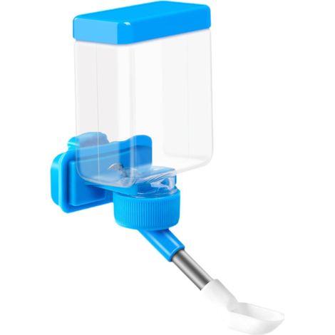 Distributore d'acqua a forma di gabbia per uccelli, facile da installare, accessori trasparenti per la gabbia, mantiene la gabbia pulita e in ordine, colore blu.