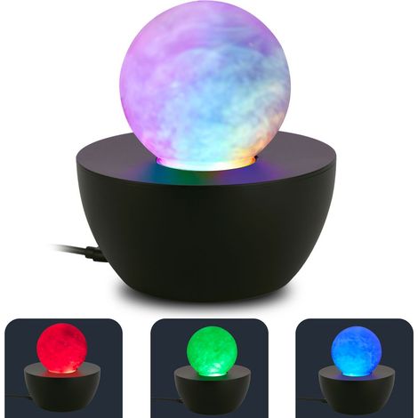 Briloner RGB Tischlampe Mit Nebelkugel Ø12x13,5 cm 0,6W Automatischer Farbwechsel Schwarz - Nachtlicht Kinderzimmer Dekolampe Wohnzimmer (1/5)