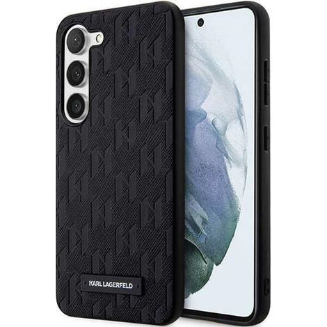 Karl Lagerfeld Saffiano Monogramm Metall Logo - Samsung Galaxy S24+ Hülle (Schwarz) (1/4)